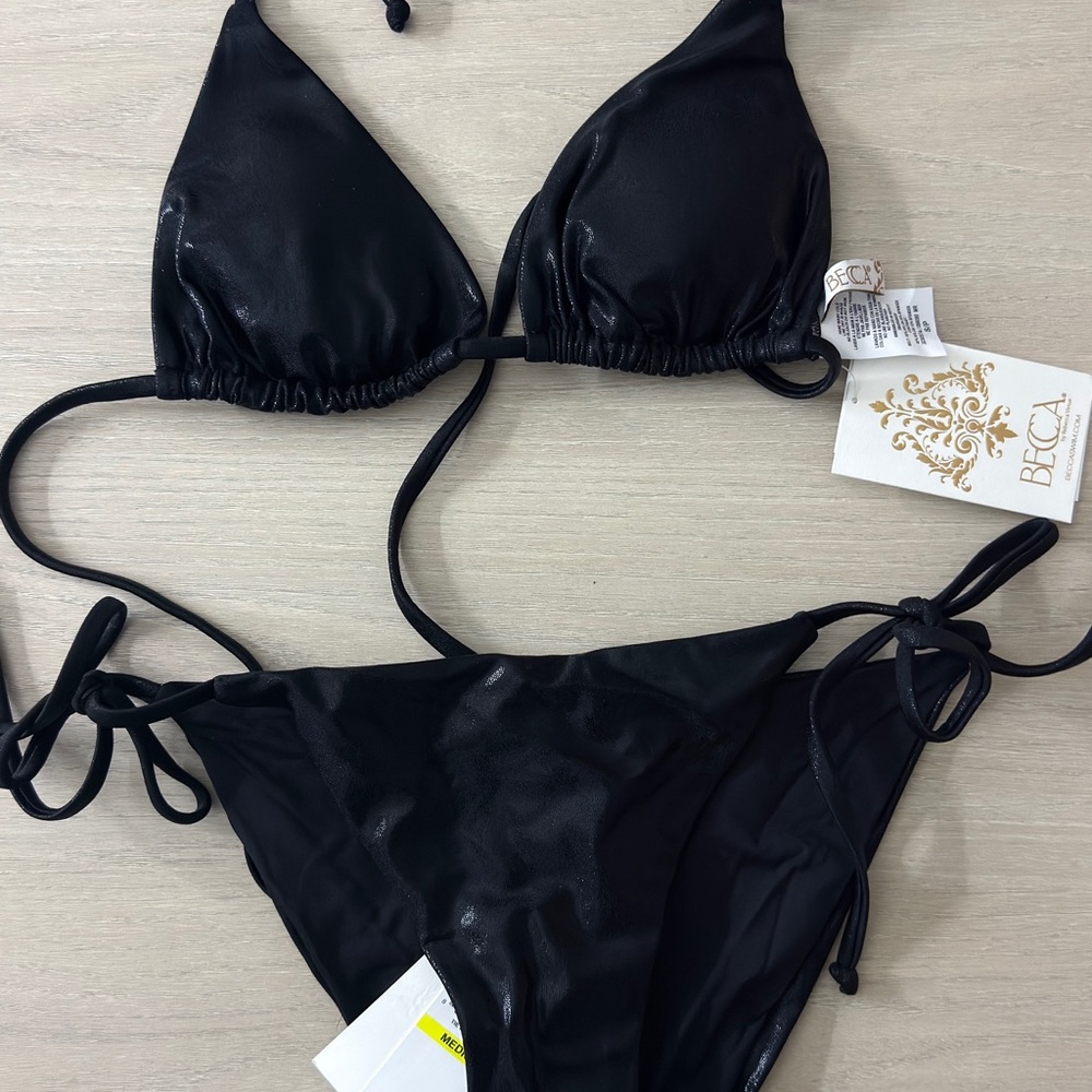 NWT Becca Swimwear Liquid Metal Size S top Size M bottom - Picture 2 of 4